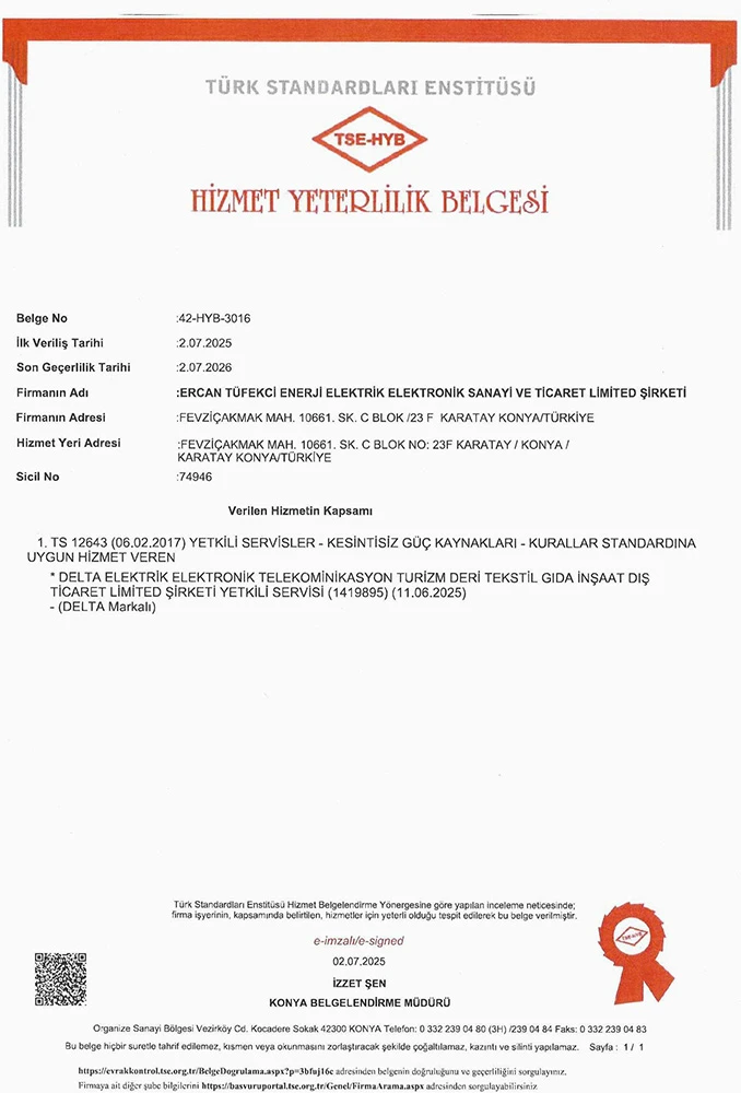 ercan enerji tse htb hizmet yeterlilik belgesi